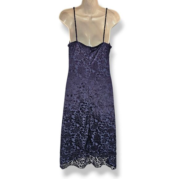 Vintage 90s Whimsigoth La Belle Fashions Velvet Burnout Floral Slip Dress Size L - Picture 2 of 7